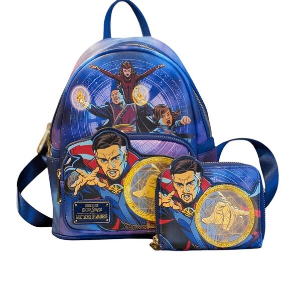 NWT Marvel Disney Loungefly Dr. Strange Multiverse Avengers Wallet AND Backpack - Picture 1 of 13